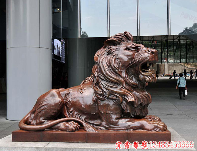 大型紅銅銅雕獅子定做