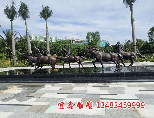 景觀銅雕群馬雕塑